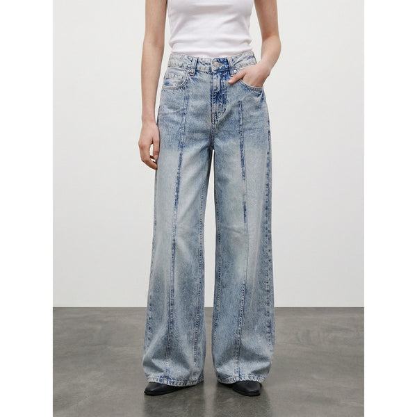 Light Blue Front Seam Wide Leg Jeans | Montivo Pakistan