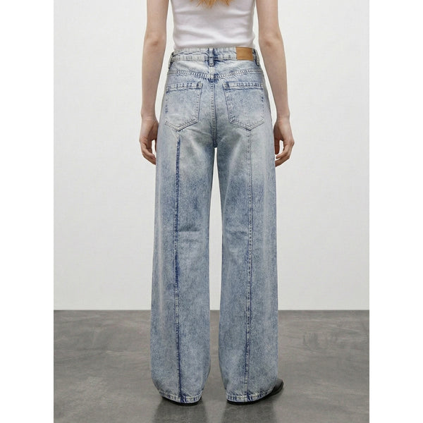 Light Blue Front Seam Wide Leg Jeans | Montivo Pakistan