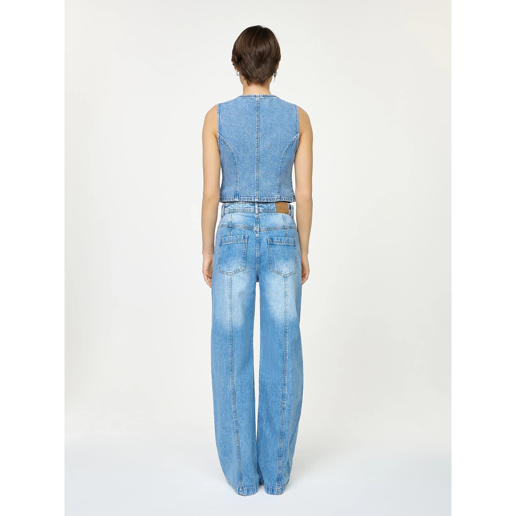 Light Blue Front Seam Wide Leg Jeans | Montivo Pakistan