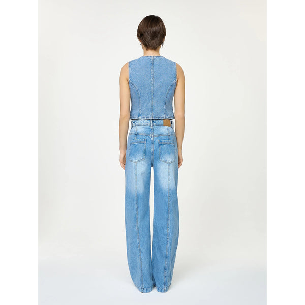 Light Blue Front Seam Wide Leg Jeans | Montivo Pakistan