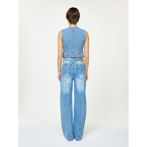 Light Blue Front Seam Wide Leg Jeans | Montivo Pakistan