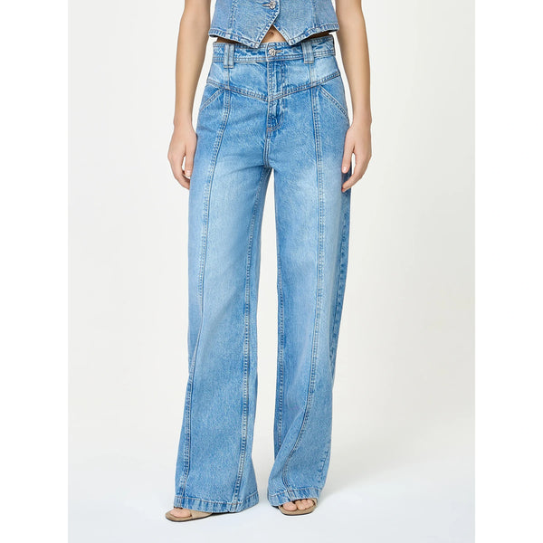 Light Blue Front Seam Wide Leg Jeans | Montivo Pakistan