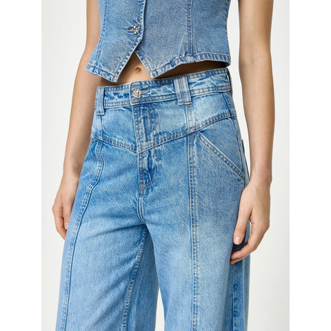 Light Blue Front Seam Wide Leg Jeans | Montivo Pakistan