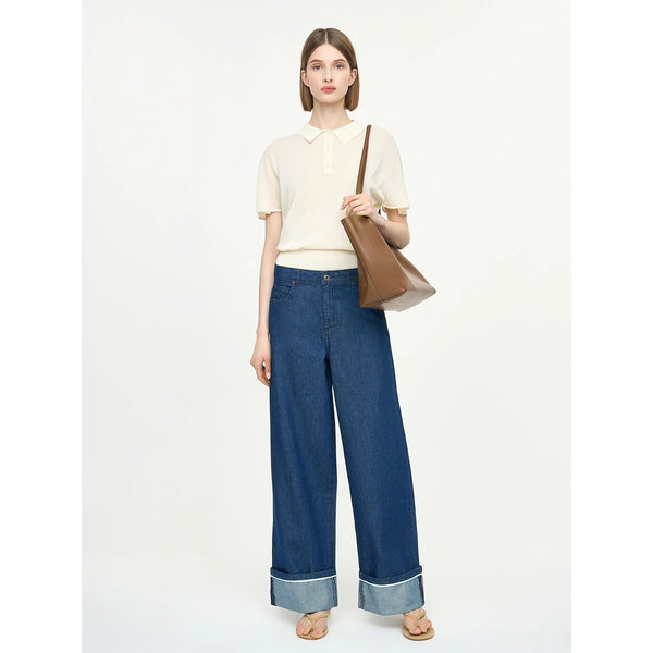 Mid Rise Baggy Cuff Detail Jeans | Montivo Pakistan
