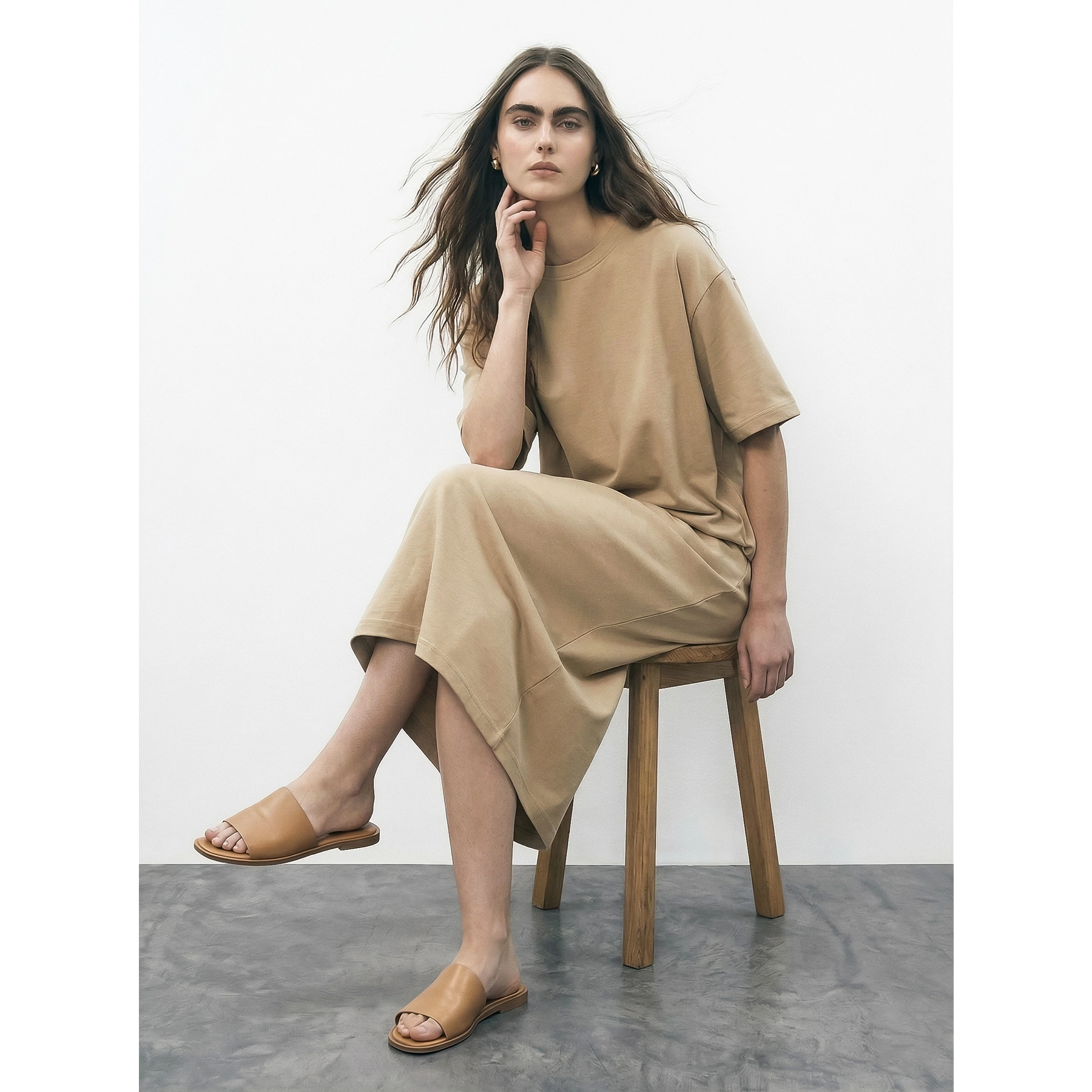 Wheat Oversized Maxi Dress | Montivo Pakistan