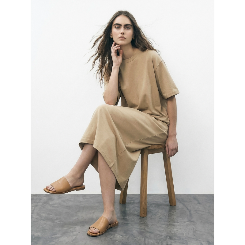 Wheat Oversized Maxi Dress | Montivo Pakistan