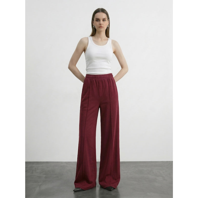 Burgundy Front Seam Wide Leg Trousers | Montivo Pakistan
