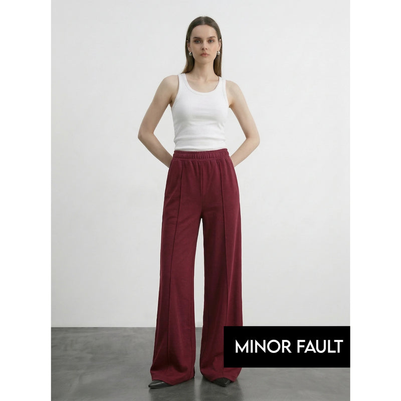 (Minor Fault) Burgundy Front Seam Wide Leg Trousers | Montivo Pakistan