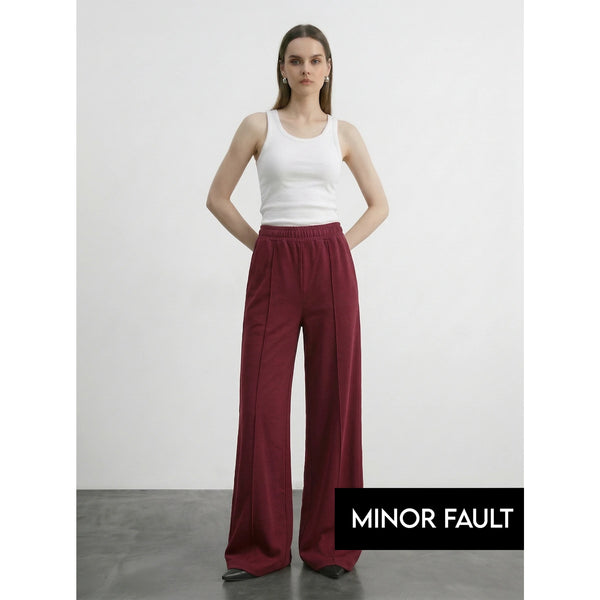(Minor Fault) Burgundy Front Seam Wide Leg Trousers | Montivo Pakistan