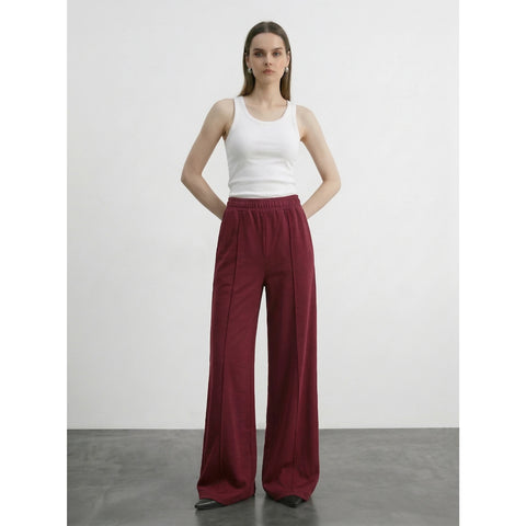 Burgundy Front Seam Wide Leg Trousers | Montivo Pakistan