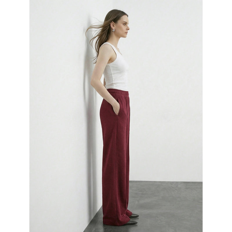 Burgundy Front Seam Wide Leg Trousers | Montivo Pakistan