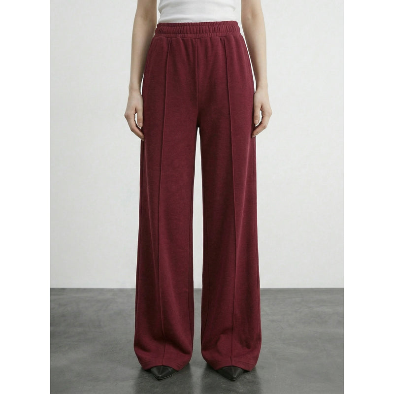 Burgundy Front Seam Wide Leg Trousers | Montivo Pakistan