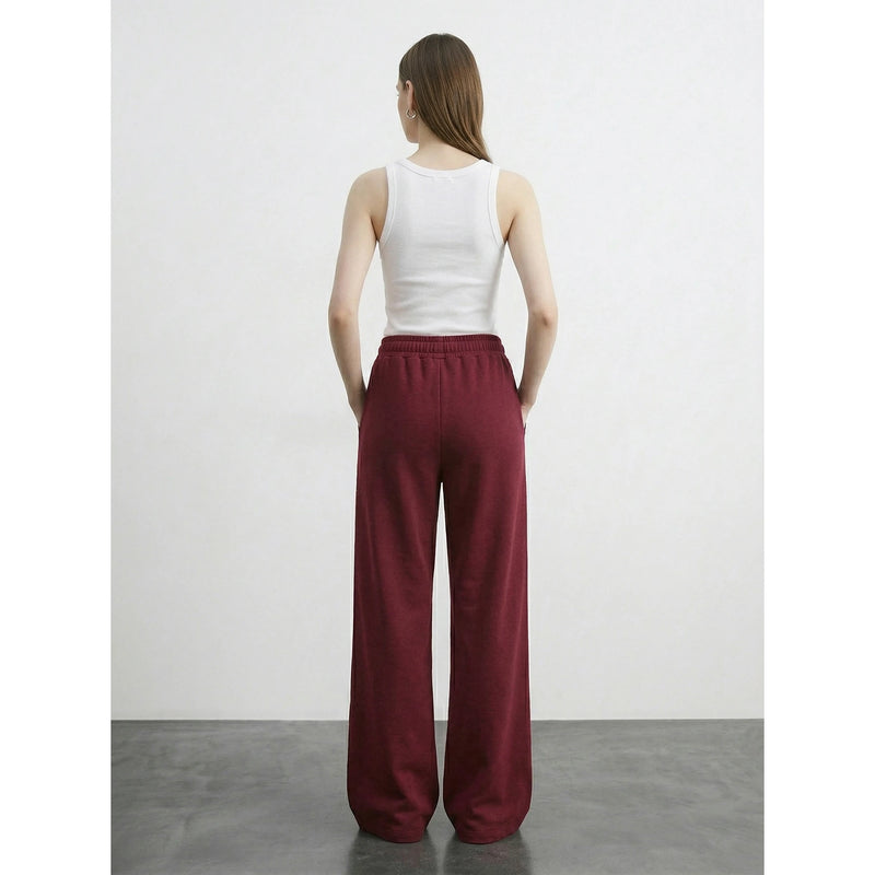 Burgundy Front Seam Wide Leg Trousers | Montivo Pakistan