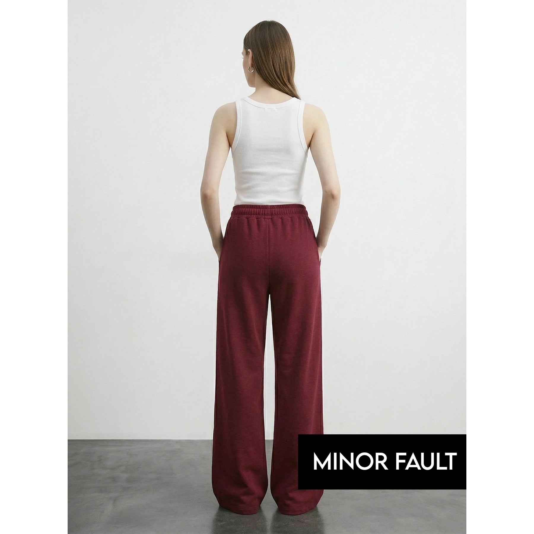 (Minor Fault) Burgundy Front Seam Wide Leg Trousers | Montivo Pakistan