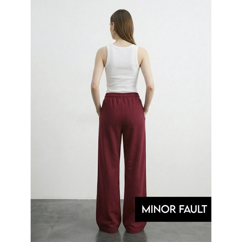 (Minor Fault) Burgundy Front Seam Wide Leg Trousers | Montivo Pakistan