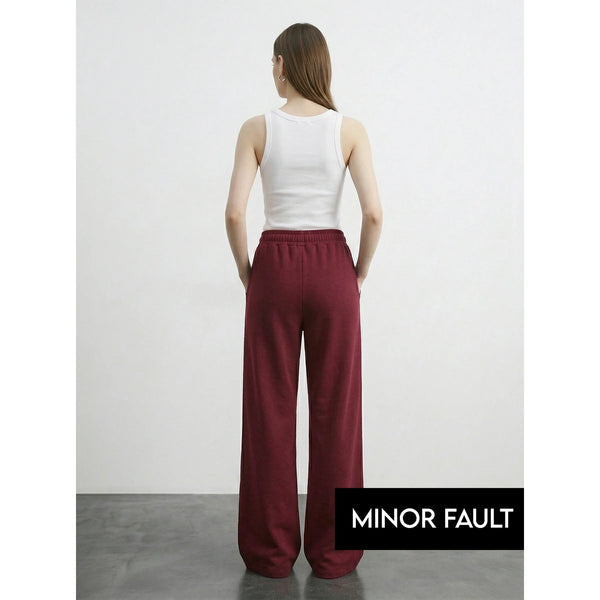 (Minor Fault) Burgundy Front Seam Wide Leg Trousers | Montivo Pakistan