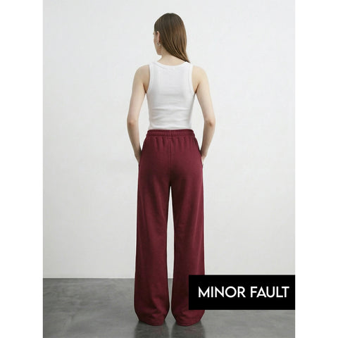 (Minor Fault) Burgundy Front Seam Wide Leg Trousers | Montivo Pakistan