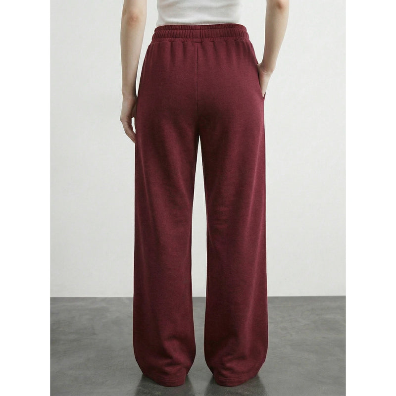 Burgundy Front Seam Wide Leg Trousers | Montivo Pakistan