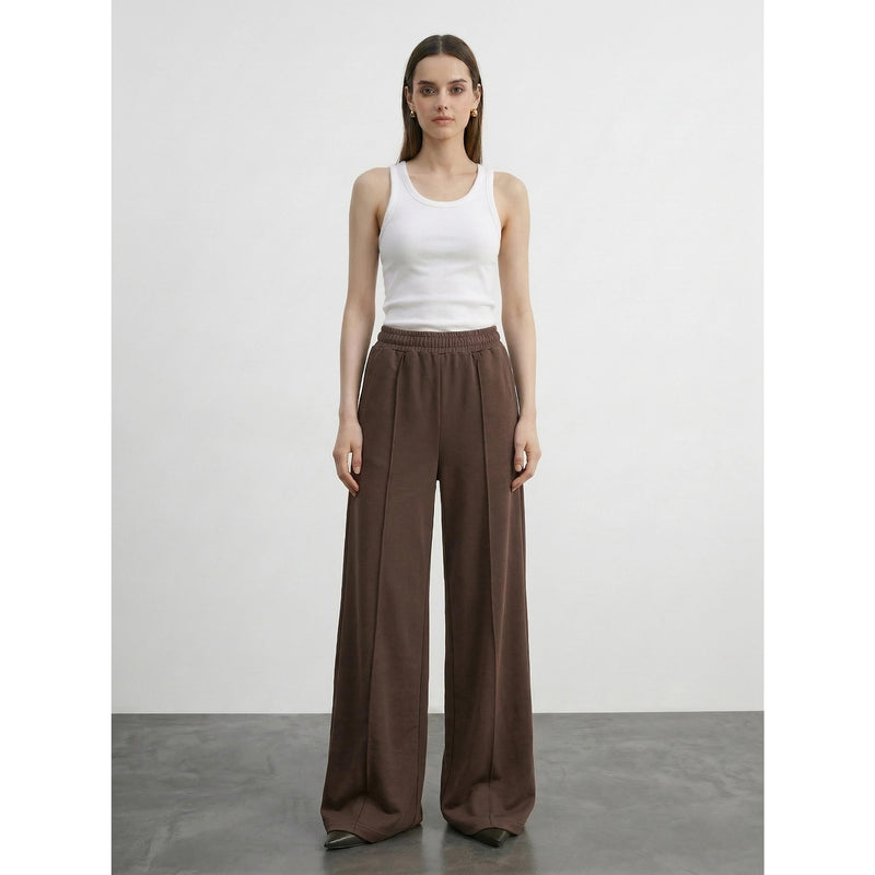 Brown Front Seam Wide Leg Trousers | Montivo Pakistan