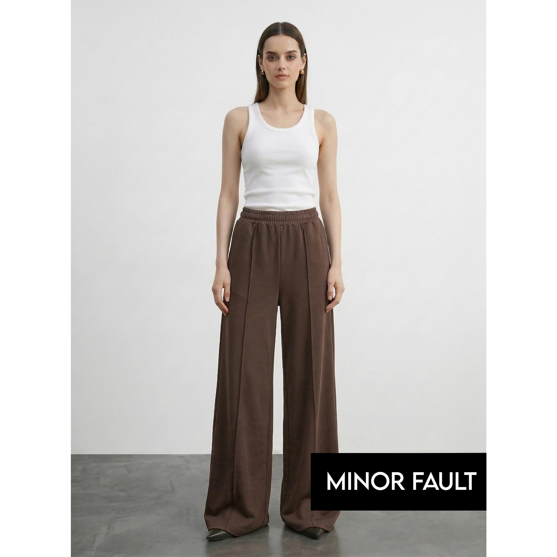 (Minor Fault) Brown Front Seam Wide Leg Trousers | Montivo Pakistan