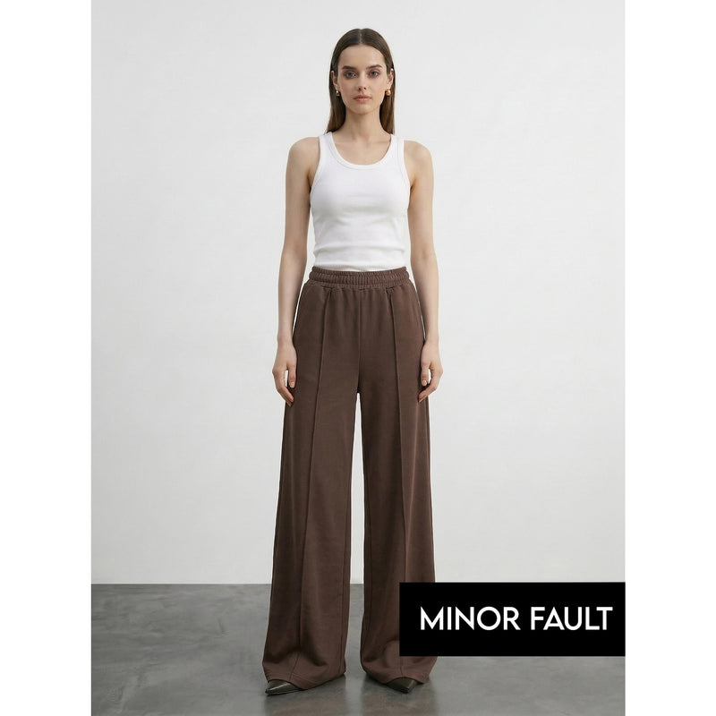 (Minor Fault) Brown Front Seam Wide Leg Trousers | Montivo Pakistan