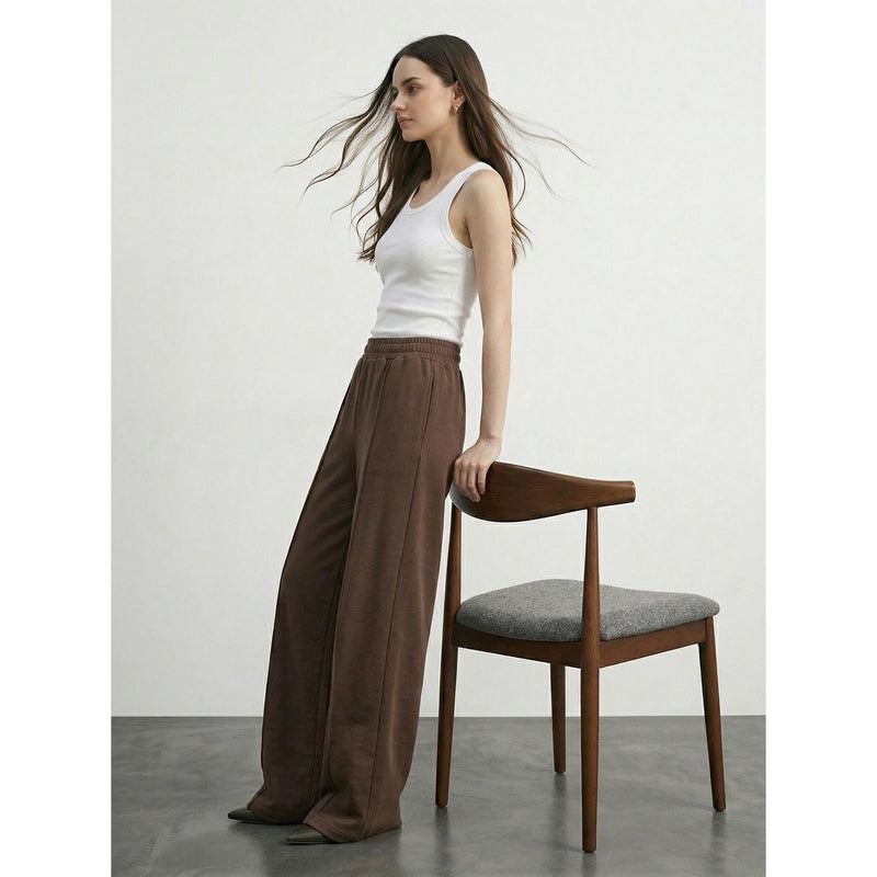 Brown Front Seam Wide Leg Trousers | Montivo Pakistan