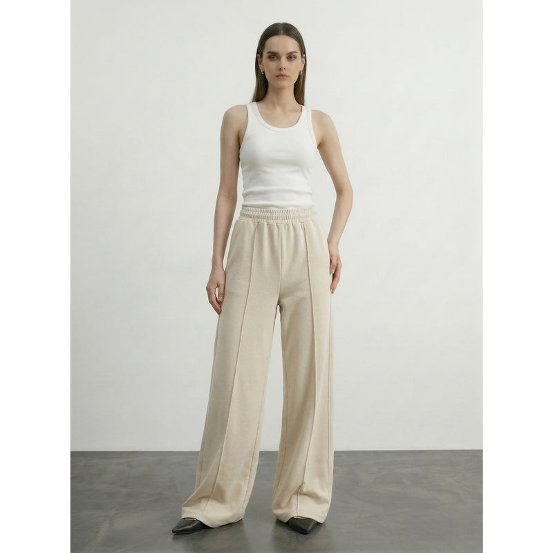 Beige Front Seam Wide Leg Trousers | Montivo Pakistan