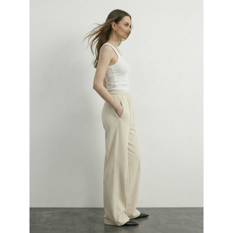 Beige Front Seam Wide Leg Trousers | Montivo Pakistan