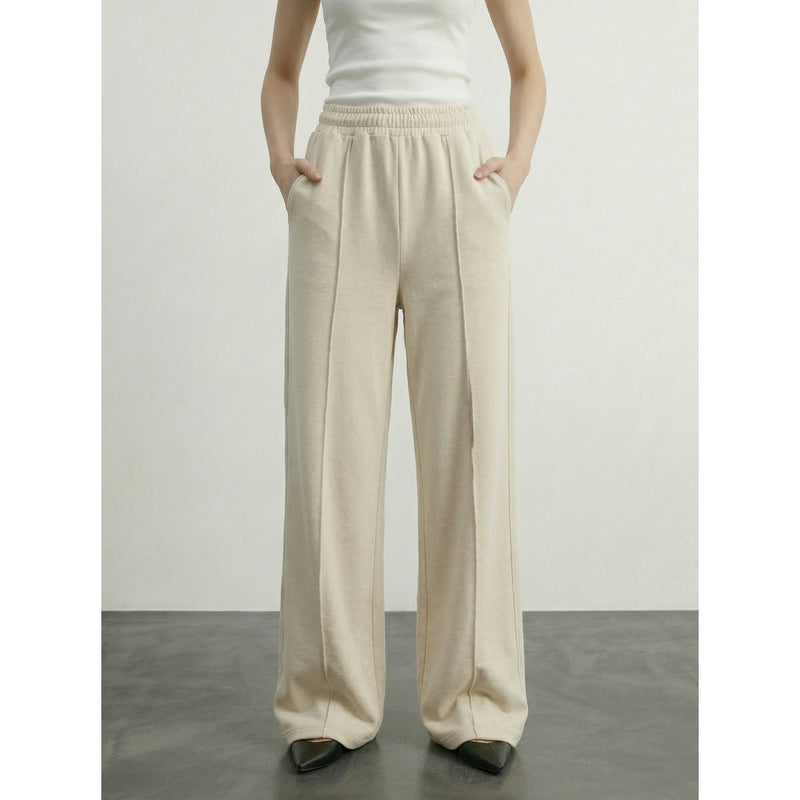 Beige Front Seam Wide Leg Trousers | Montivo Pakistan