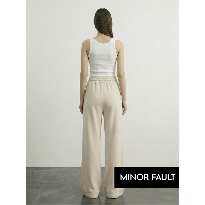 (Minor Fault) Beige Front Seam Wide Leg Trousers | Montivo Pakistan