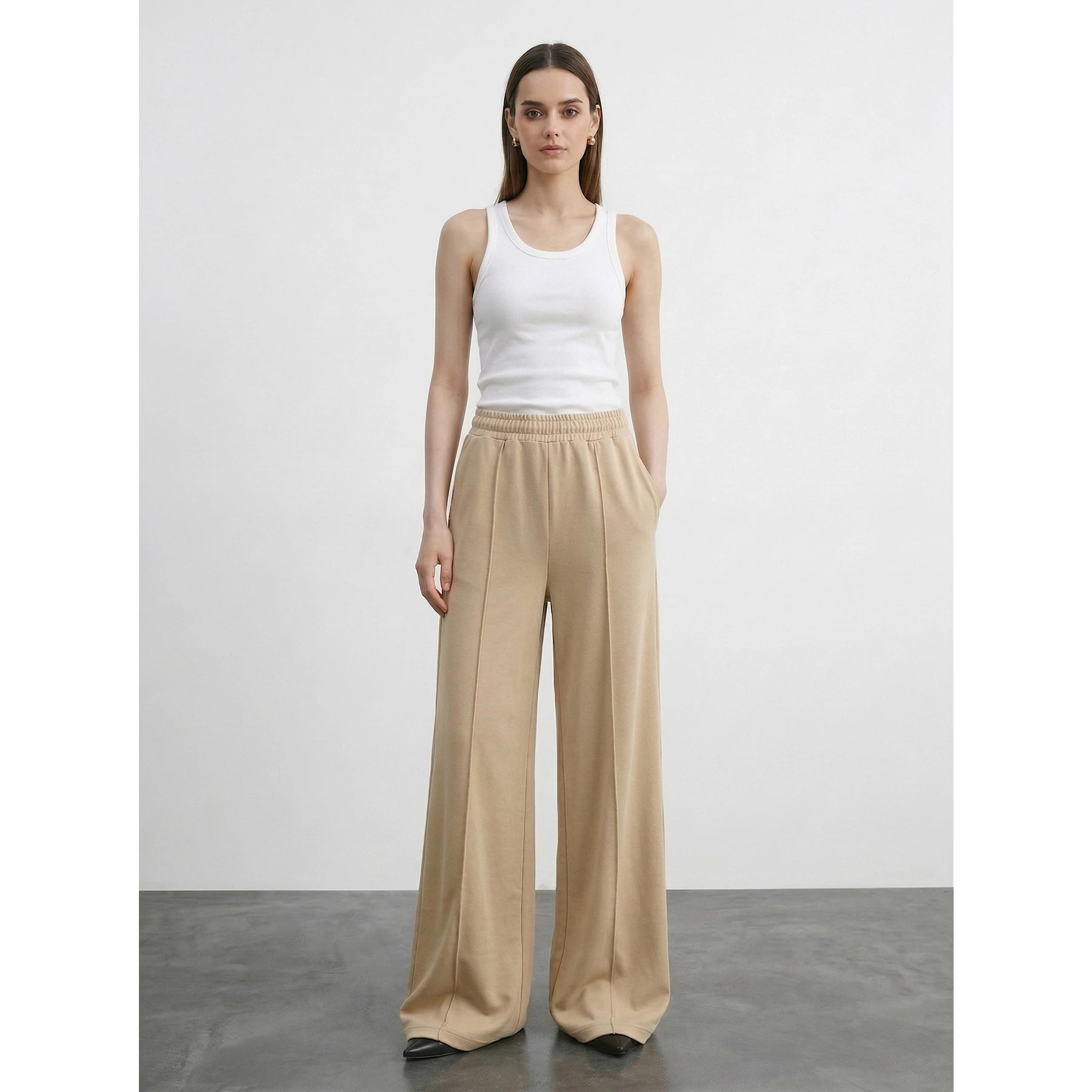 Wheat Front Seam Wide Leg Trousers | Montivo Pakistan