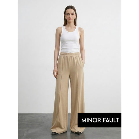 (Minor Fault) Wheat Front Seam Wide Leg Trousers | Montivo Pakistan