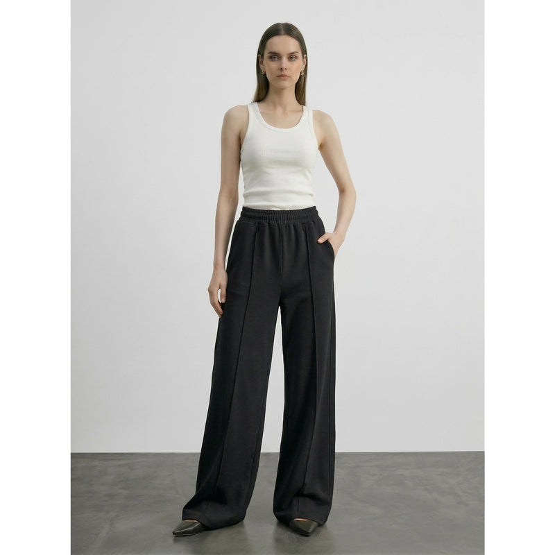 Black Front Seam Wide Leg Trousers | Montivo Pakistan