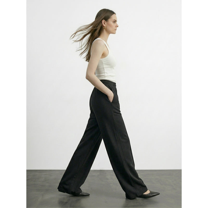 Black Front Seam Wide Leg Trousers | Montivo Pakistan