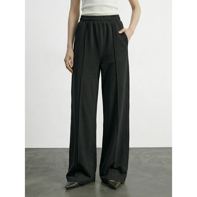 Black Front Seam Wide Leg Trousers | Montivo Pakistan