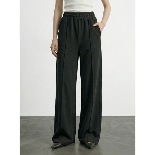 Black Front Seam Wide Leg Trousers | Montivo Pakistan