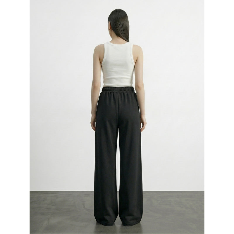 Black Front Seam Wide Leg Trousers | Montivo Pakistan