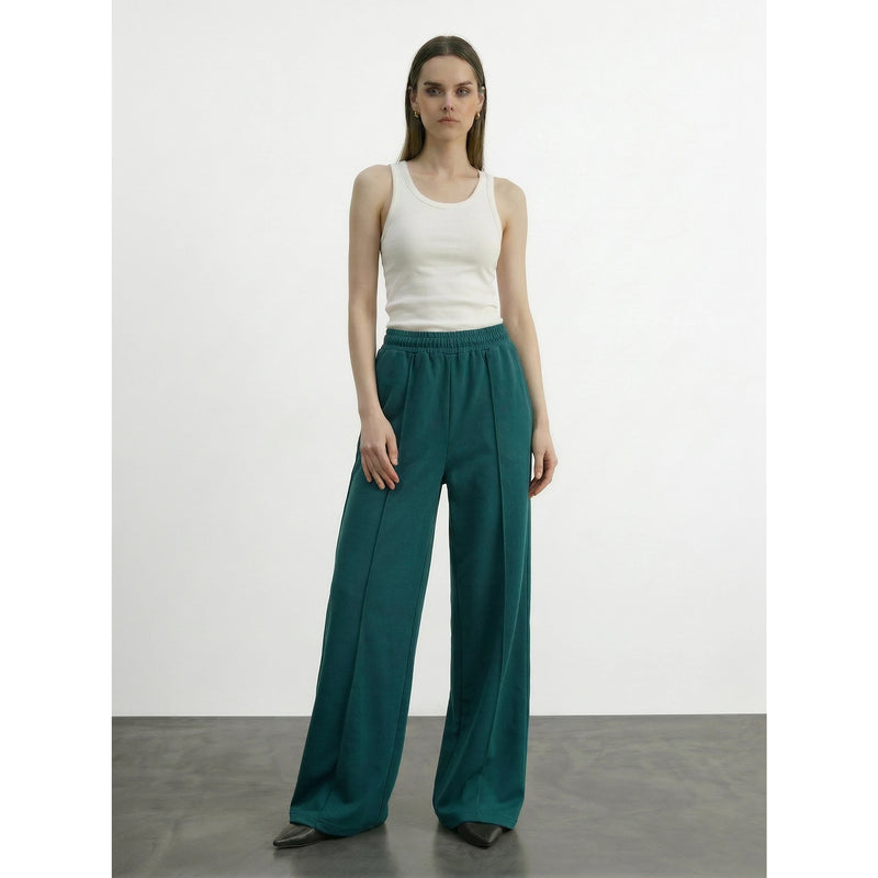 Teal Front Seam Wide Leg Trousers | Montivo Pakistan