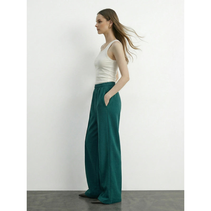 Teal Front Seam Wide Leg Trousers | Montivo Pakistan
