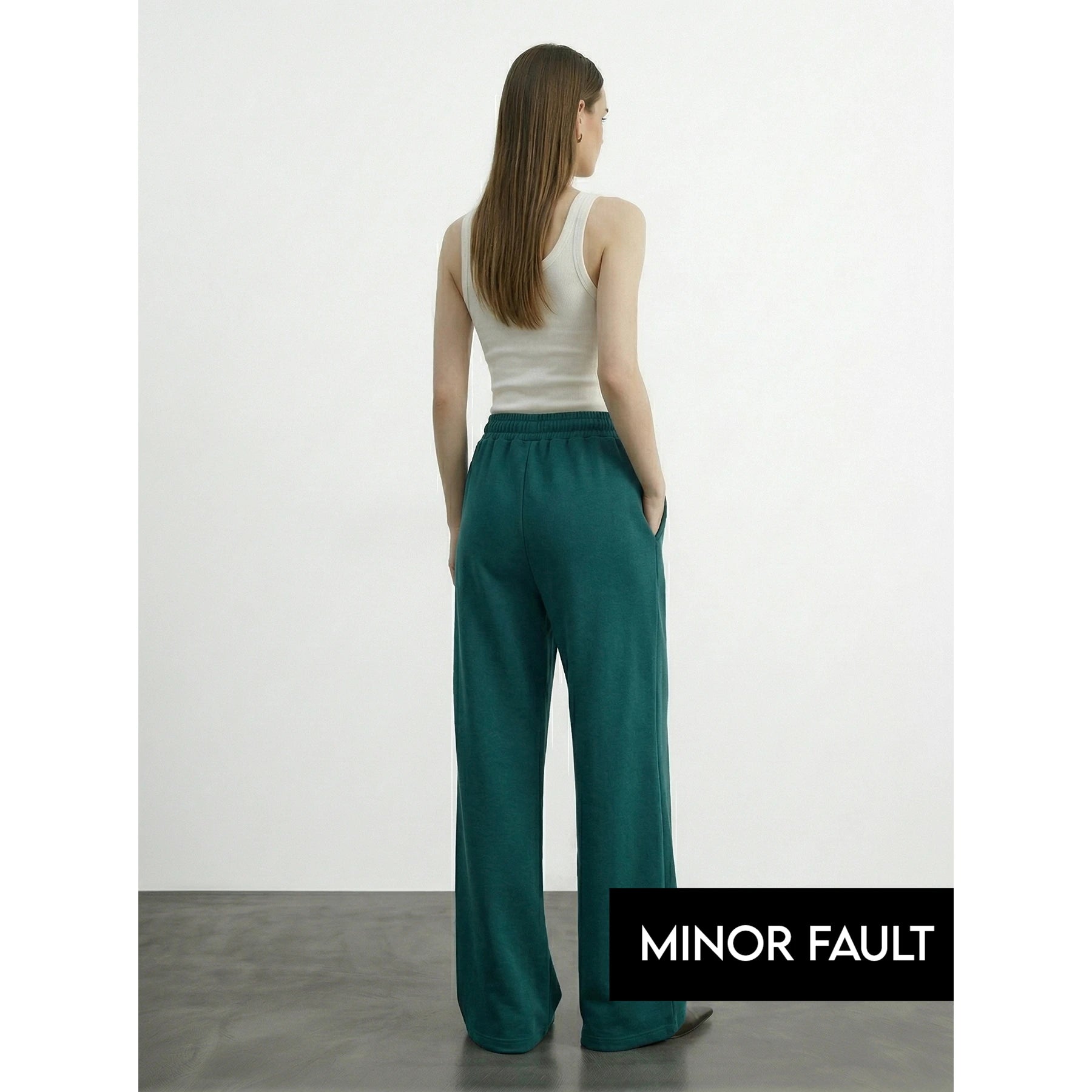 (Minor Fault) Teal Front Seam Wide Leg Trousers | Montivo Pakistan