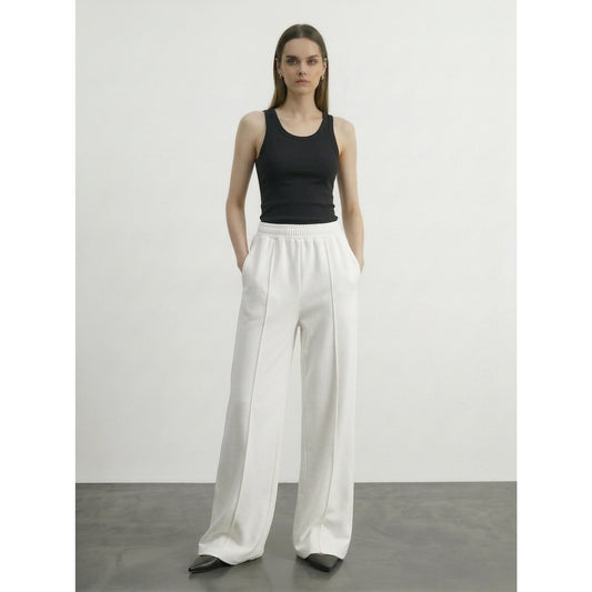 Off-White Front Seam Wide Leg Trousers