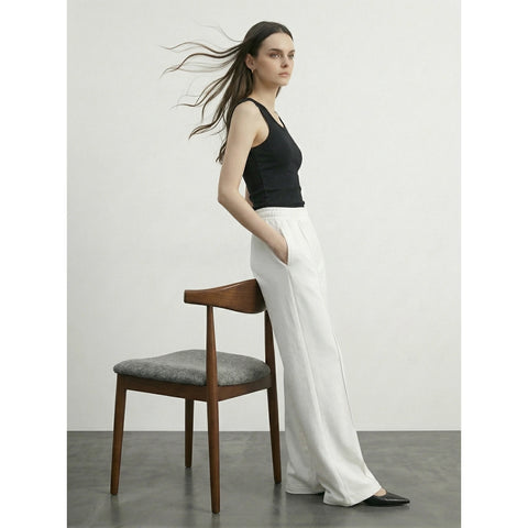 Off-White Front Seam Wide Leg Trousers | Montivo Pakistan