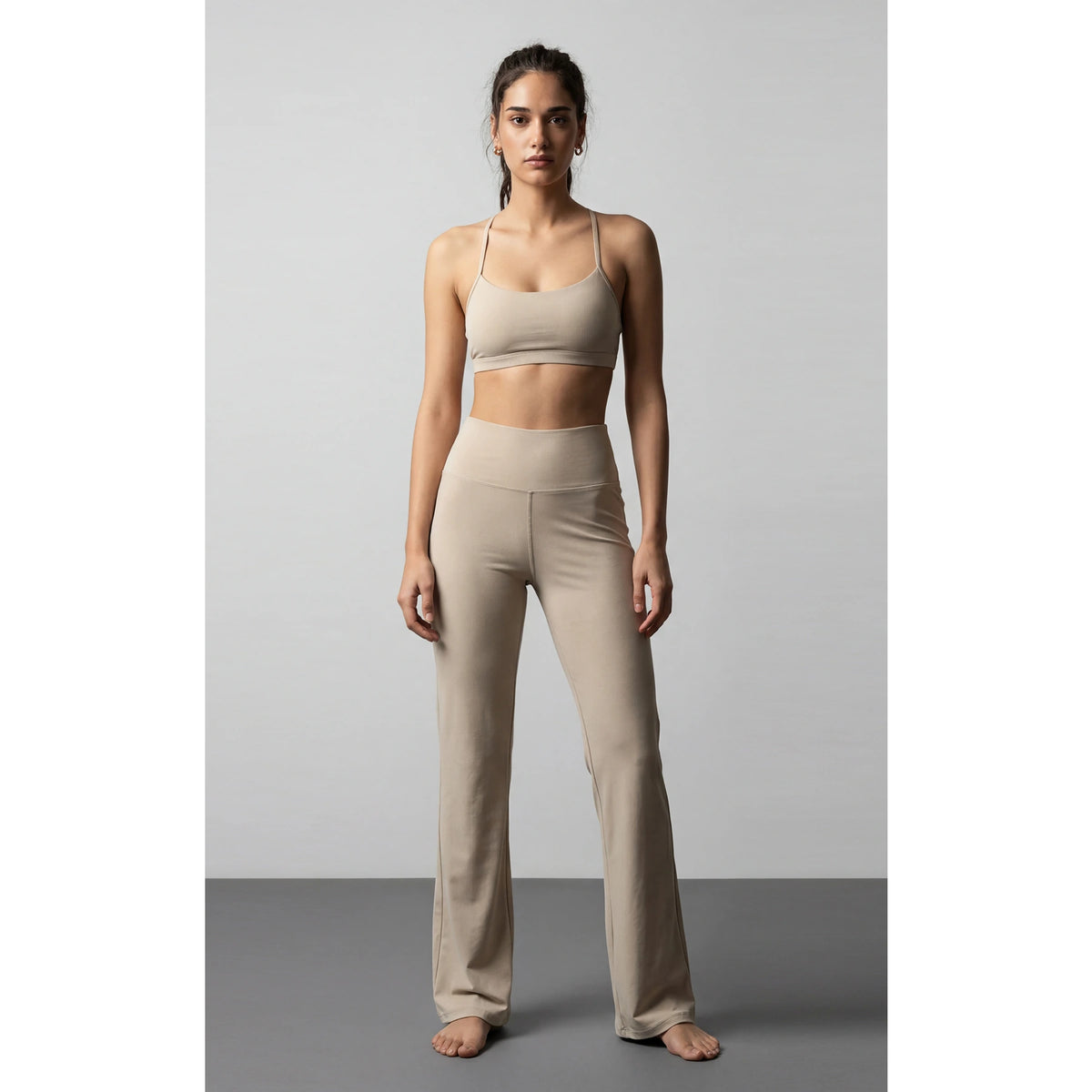 Ecru Flared Yoga Pants | Montivo Pakistan