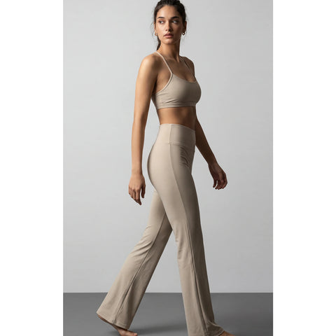 Ecru Flared Yoga Pants | Montivo Pakistan