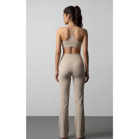 Ecru Flared Yoga Pants | Montivo Pakistan