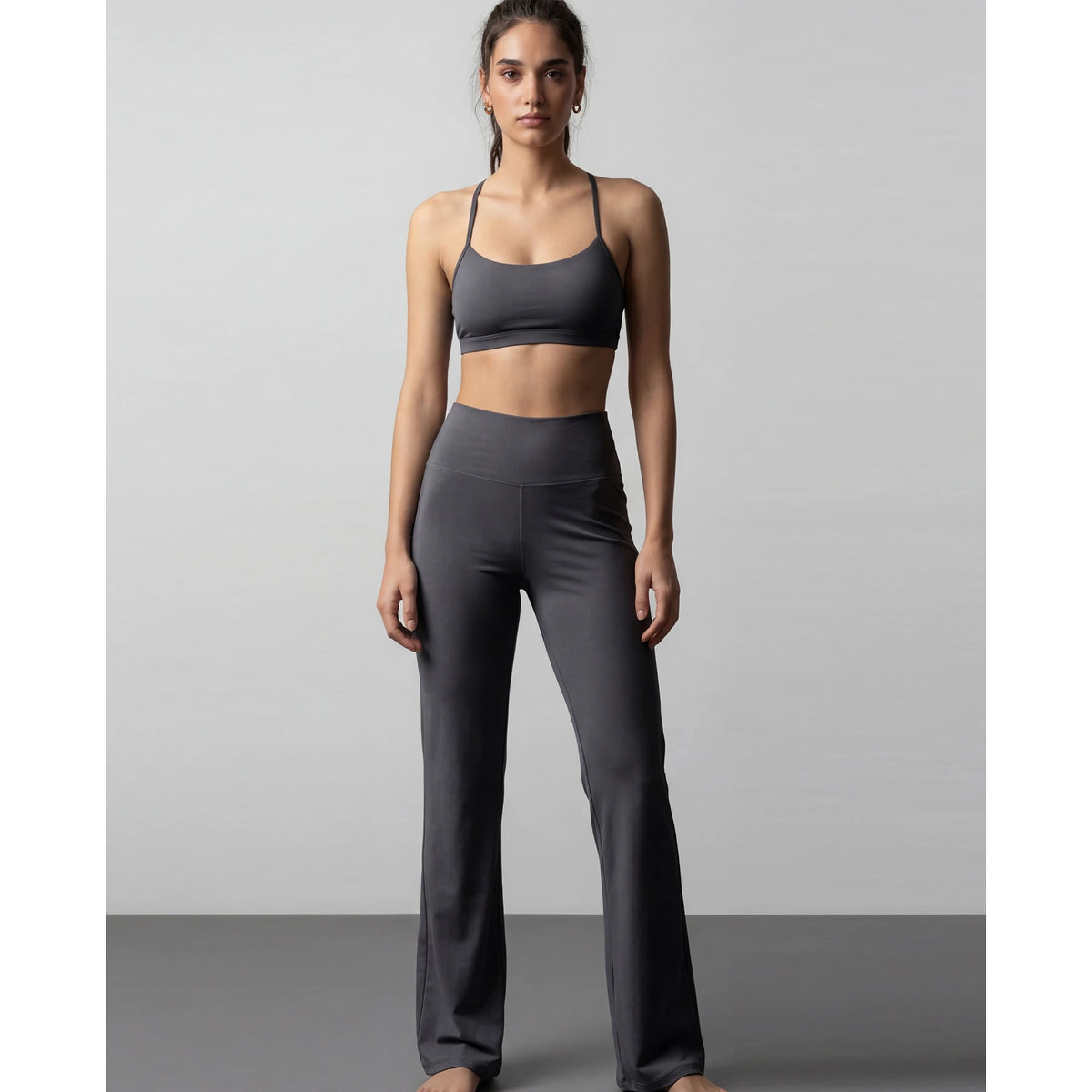 Grey Flared Yoga Pants | Montivo Pakistan