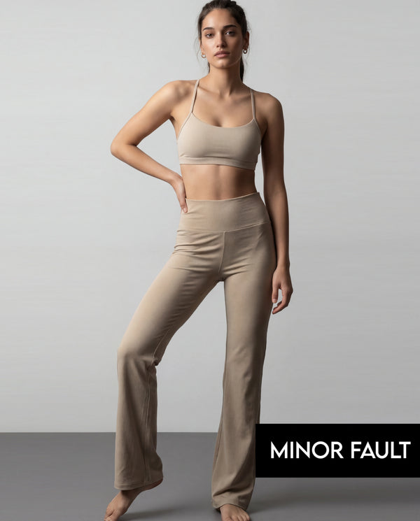 (Minor Fault) Beige Flared Yoga Pants | Montivo Pakistan