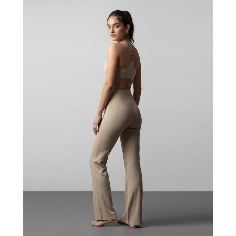 Beige Flared Yoga Pants | Montivo Pakistan