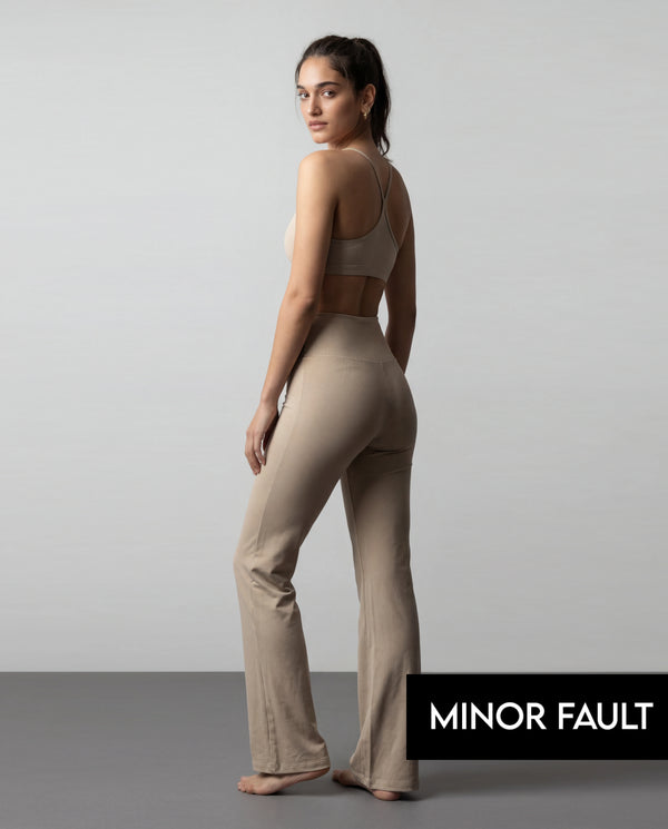 (Minor Fault) Beige Flared Yoga Pants | Montivo Pakistan