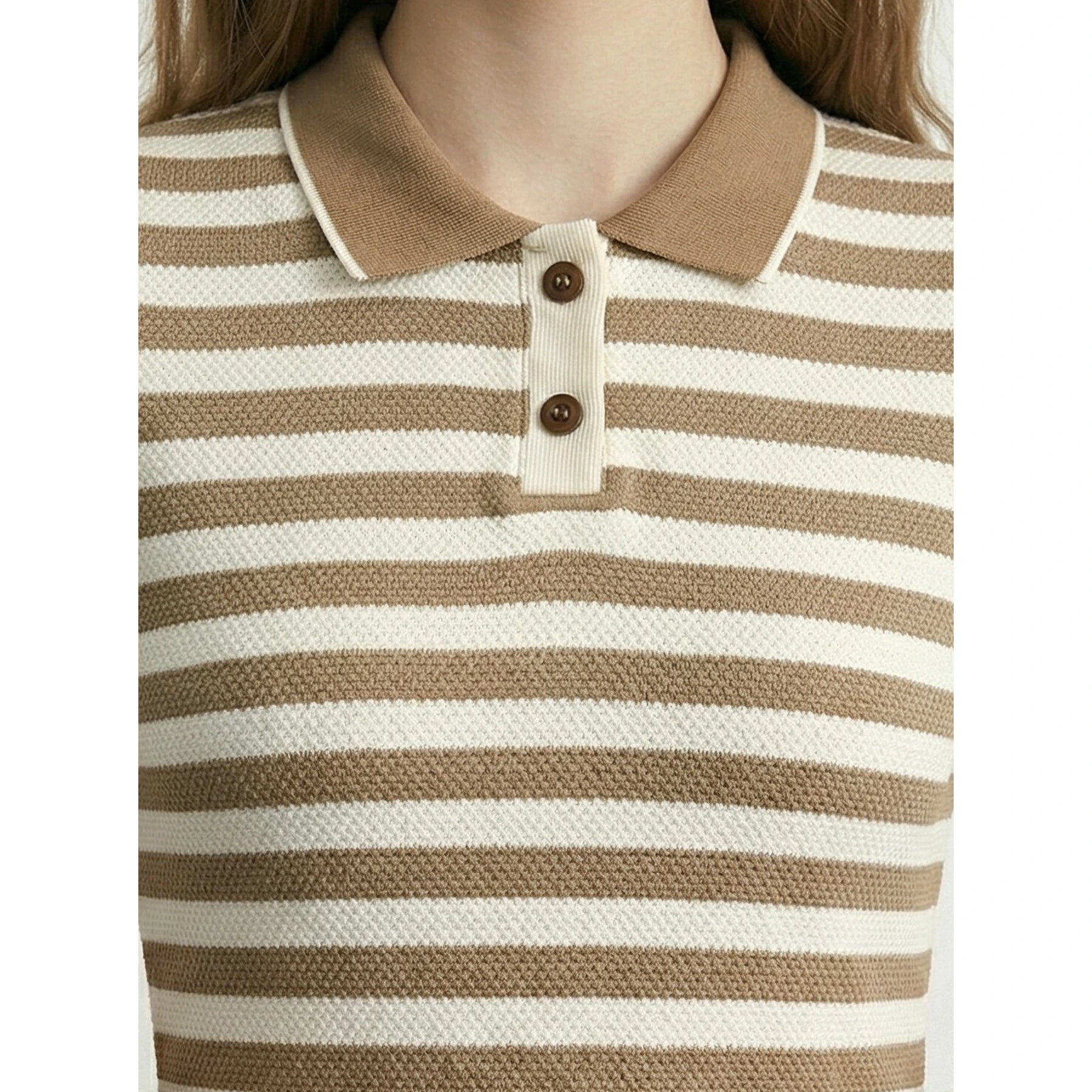 Beige Stripes Polo Bodycon Dress | Montivo Pakistan